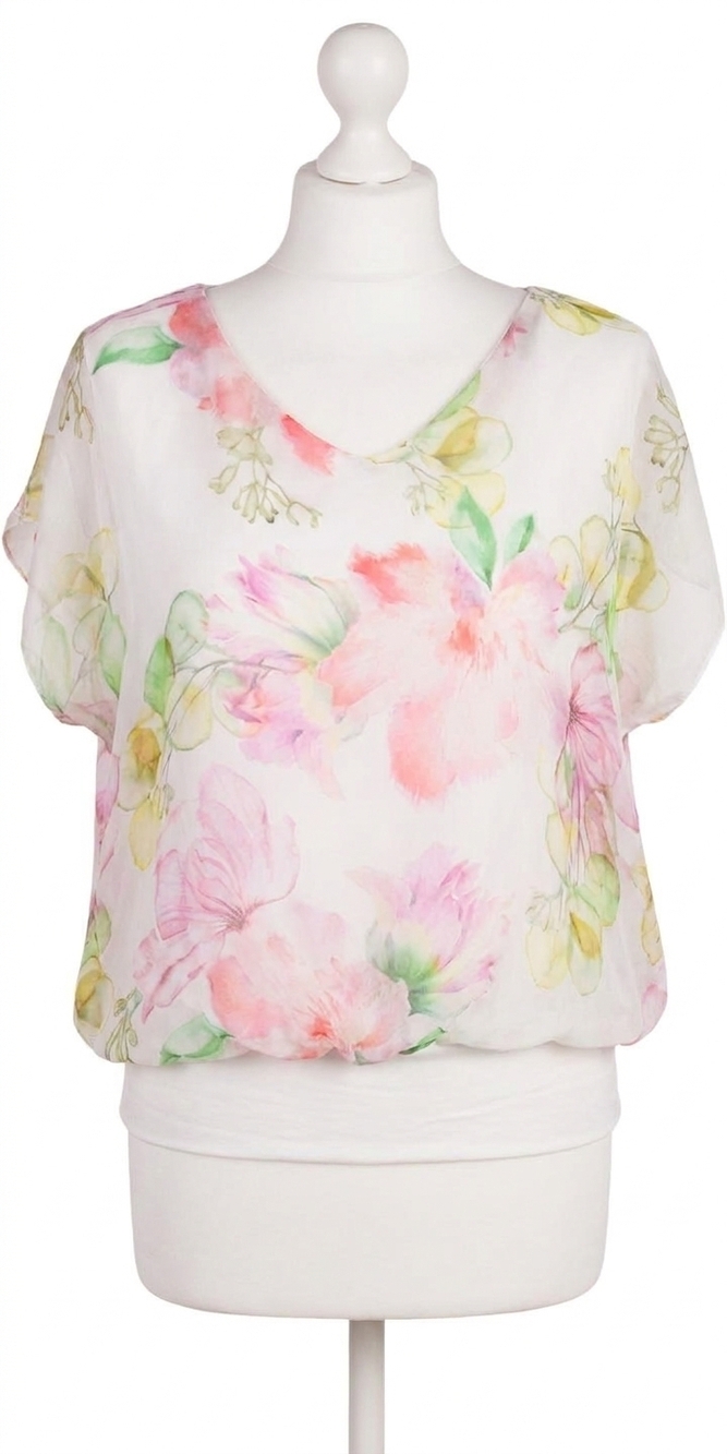 NEW GIGI MODA amante fiore silk top in white